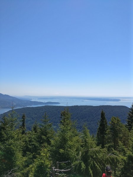 View looking toward Vancouver and Horseshoe Bay from the radio tower viewpoint. The true summit lies south and has no real view.