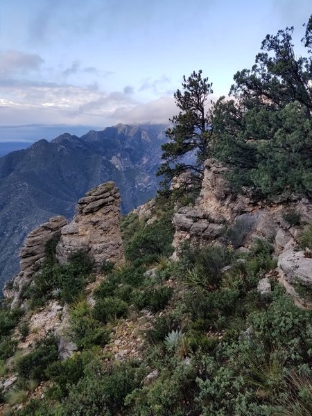 The view into McKittrick Canyon, just west of Wilderness Ridge Backcountry Camp