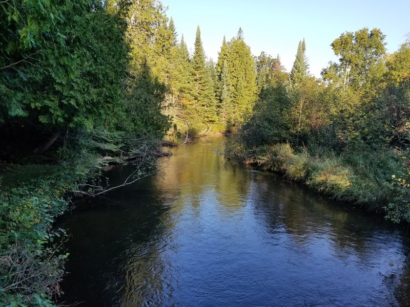 Pigeon River where the trail goes over the bridge by the Pine Grove campground.