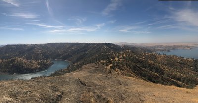 Southeast view from the top of Pincushion Peak, overlooking the San Joaquin River and Millerton Lake.