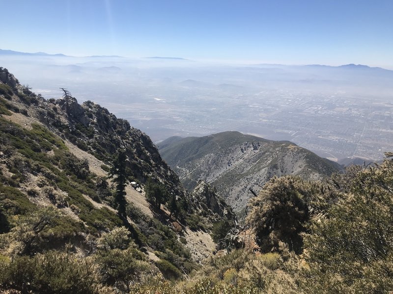 View from the ridge between Cucamonga and Etiwanda Peaks at the Inland Empire.