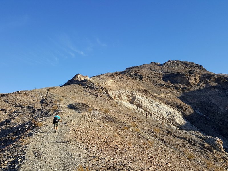 Starting the climb to the upper mine.