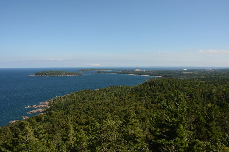 Presque Isle Park in the distance, power plant and Superior Dome aka Yooper Dome to the right