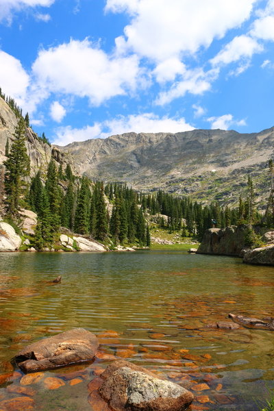 Morning view of Stone Lake looking east at Continental Divide