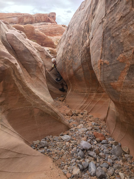 narrow passage through the canyon