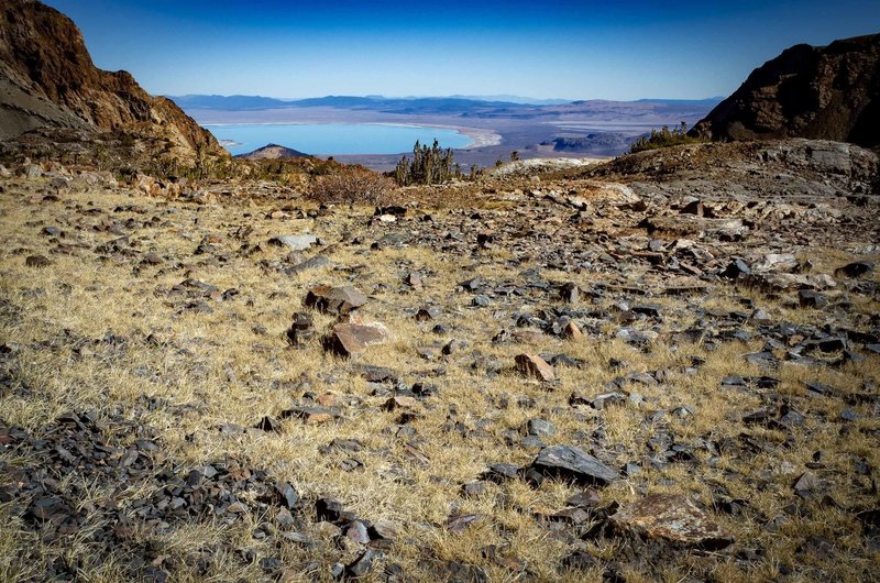 Mono Lake viewed from the east side of Mono Pass.