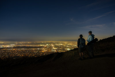 There are many observation points for city lights along the trail.