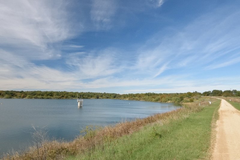 Crossing the Lake Jacksboro Dam.