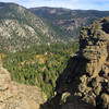 Striking rock layers at the bluffs overlooking Hope Valley