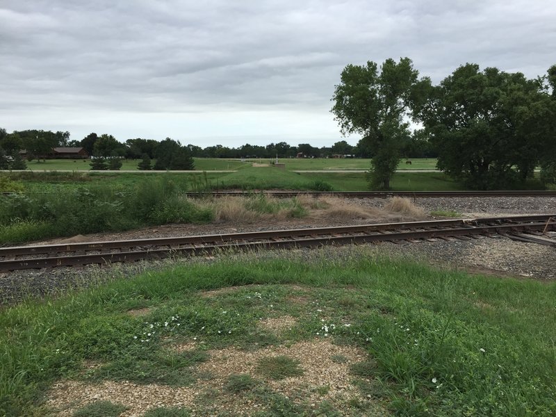 You can cross here, but watch out for trains.