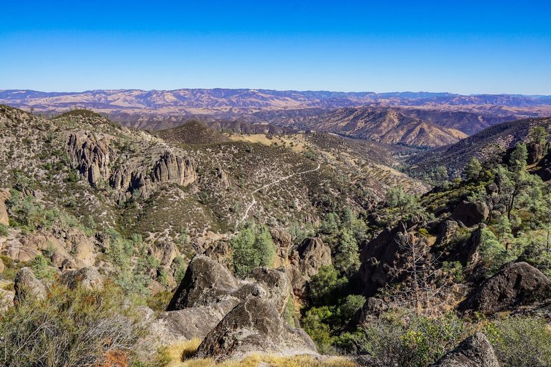 A view of the Condor Gulch trail from the High Peaks area.