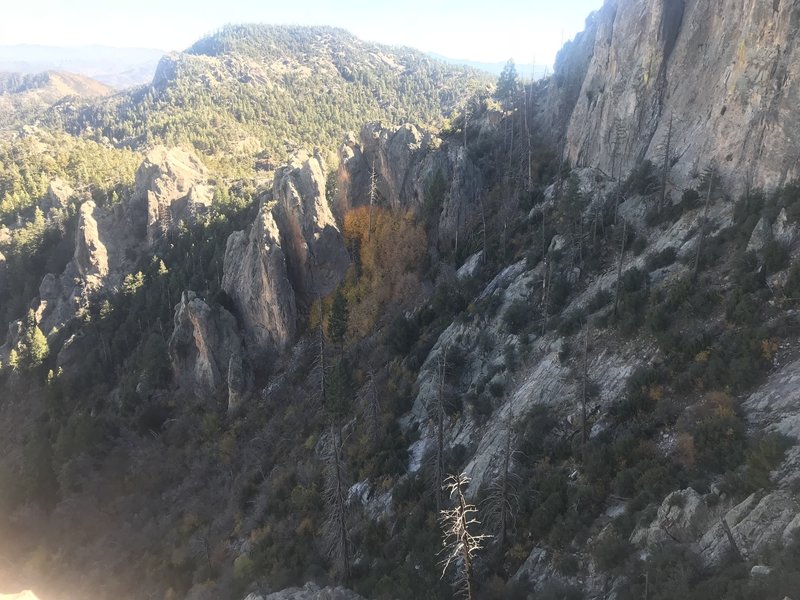 About a mile from the San Pedro Trailhead, looking southeast.  This one of the most scenic trails on Mt Lemmon.