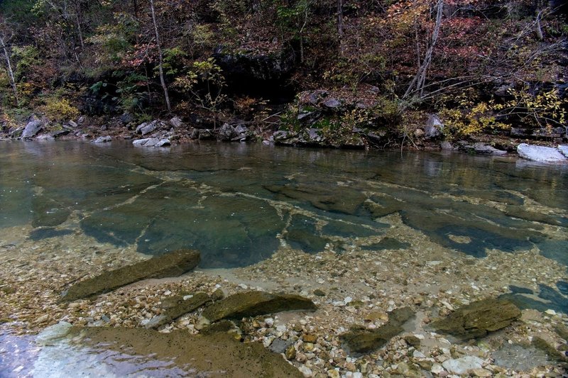 North Sylamore Creek, solid rock bottom of creek - ultra clear water.