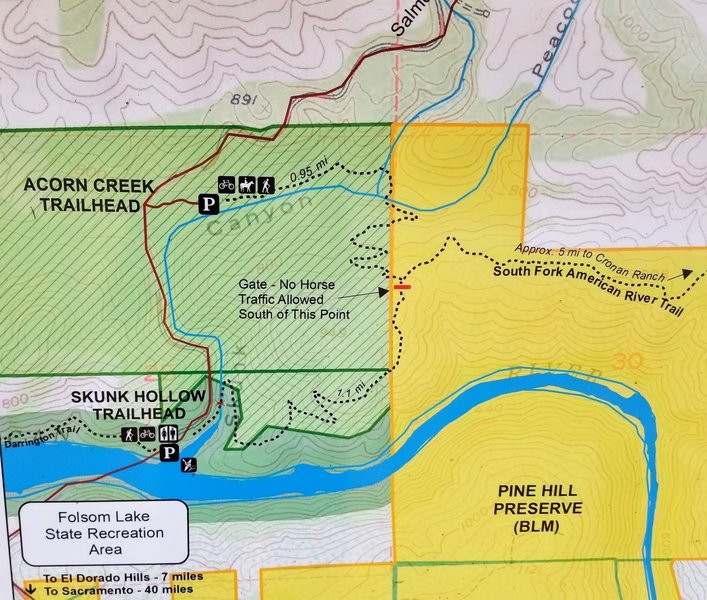 Acorn Creek Trailhead information sign.