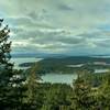 Garrison Bay, Delacombe Point, Henry Island, Sydney Island, and Vancouver Island (near to far) looking northwest from the Young Hill Overlook.