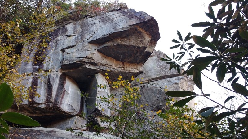 Massive rock outcrop on the trail.