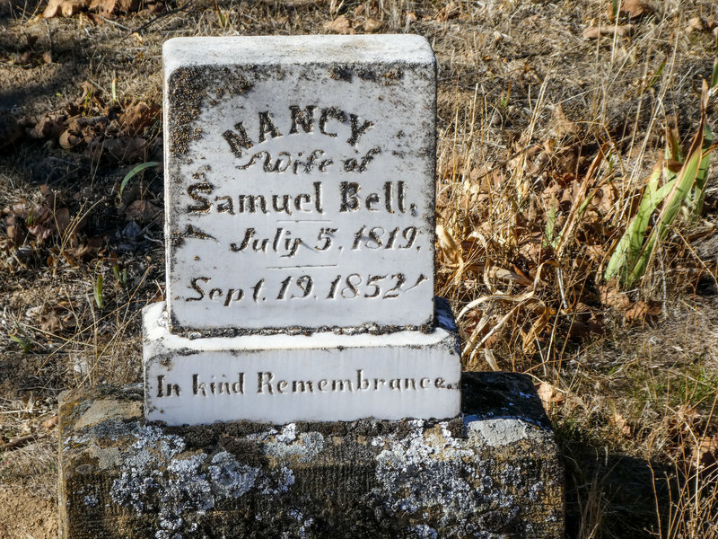 Pioneer gravestone in cemetery.