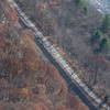 Bikers on the trail, rail tracks and Lehigh River