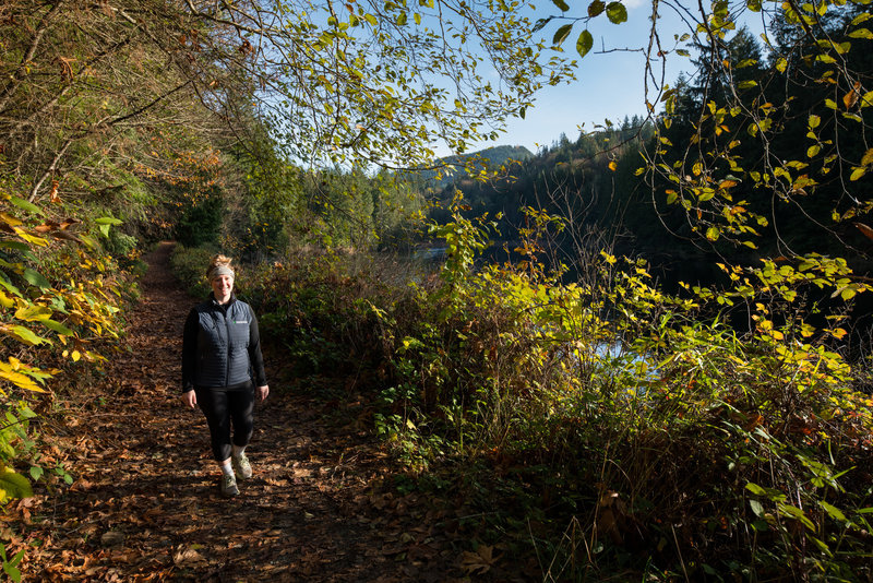 Ashley enjoy a sunny hike around Squires Lake.