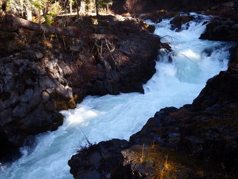 The entire river is constricted by basalt lava