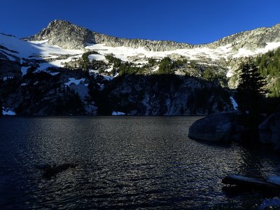 Grizzly Lake with Thompson Peak on the horizon.