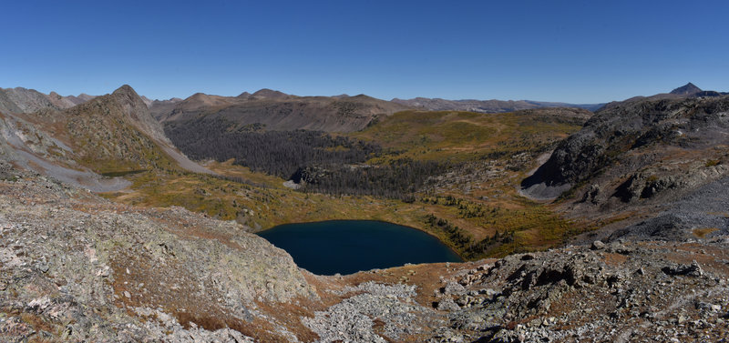 Looking north from the pass to Rock Lake.