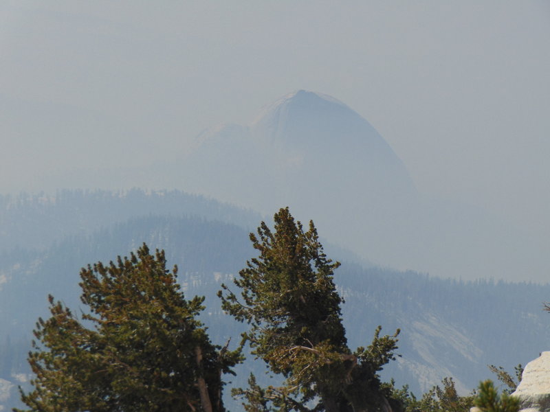 Half Dome in the smoke just below Mt. Hoffman