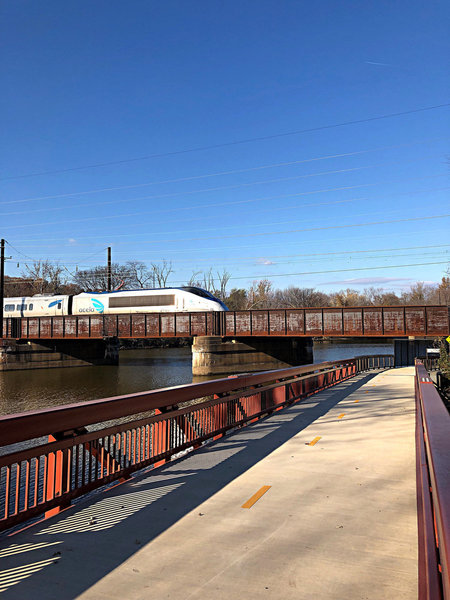 Anacostia River East Bank Trail passing under the Amtrak northeast corridor tracks.