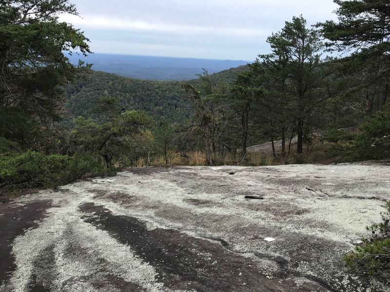 Not all blaze in trees looking for trail, this part of trail went out by a steep edge maybe not comfortable for some. Provides a great view, overlook areas of trail and behind me was a nice stream running off the slab on my left side the trail crosses.