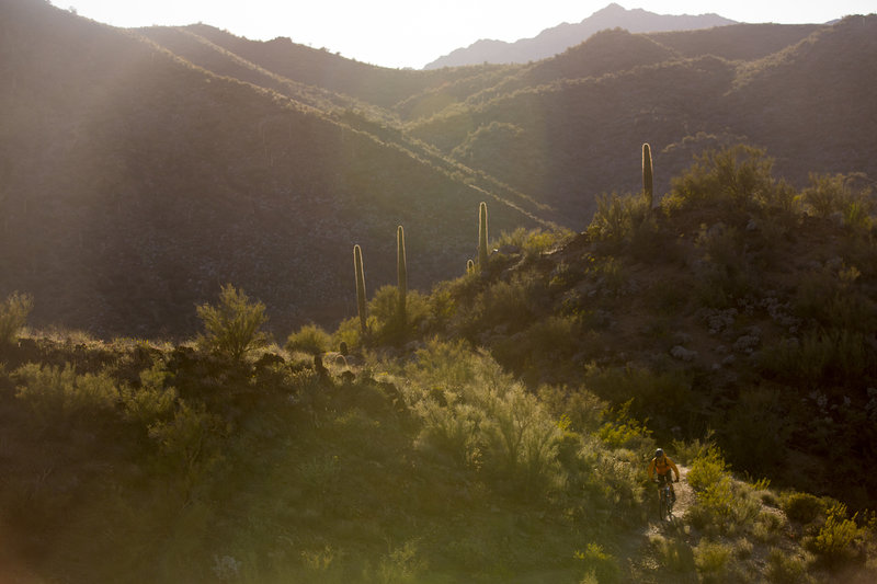 High above the Agua Fria River on the K-Mine South segment of the BCT.