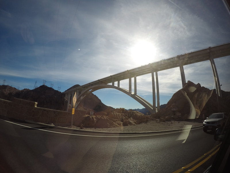 The Mike O'Callaghan–Pat Tillman Memorial Bridge from Hoover Dam.