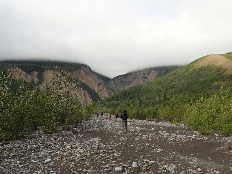 Going up the outwash plain from camp