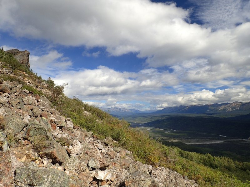 View north from the exposed rocks along the trail