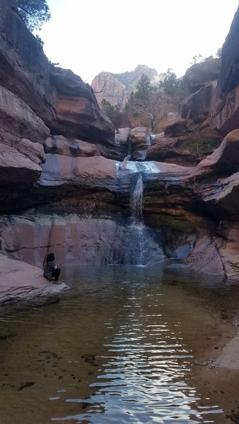 Beautiful unpromoted hidden gem in Zion. Description says flat hike, but we had to scale some pretty big rocks to get there. But it was DEFINITELY worth it.