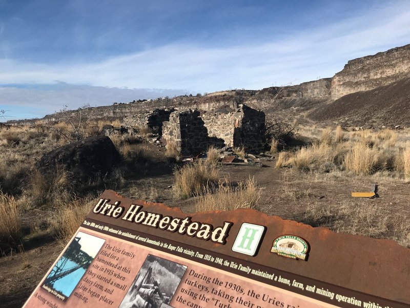 The ruins of the Urie Homestead, along with a very nice interpretive sign explaining some of the history.