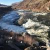 A view of Auger Falls from the Auger Falls Trail. The falls temporarily shifts the direction of part of the river by 90 degrees, like an auger