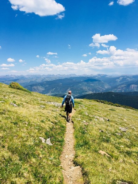 Beginning the long and switchback-filled hike to the bottom of Notch Mountain.