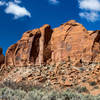 Wingate Sandstone makes up the most of the surrounding rock formations in Little Death Hollow