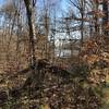 A view during winter looking at the lake from the trail. This is not visible when the leaves are still up.