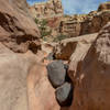 Volcanic boulders stuck in the crevasses of Lower Spring Canyon.