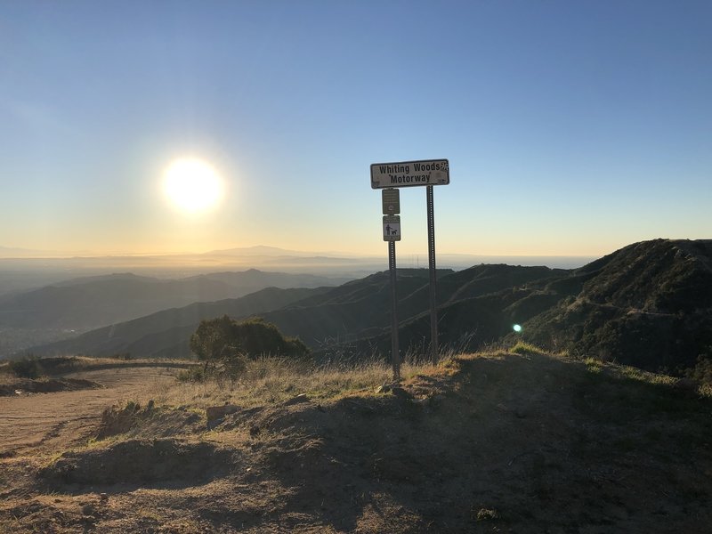 Start of the journey along the Verdugo Motorway between Whiting Woods Motorway and Brand Fire Road. You can see the trail cut into the mountains in the distance.