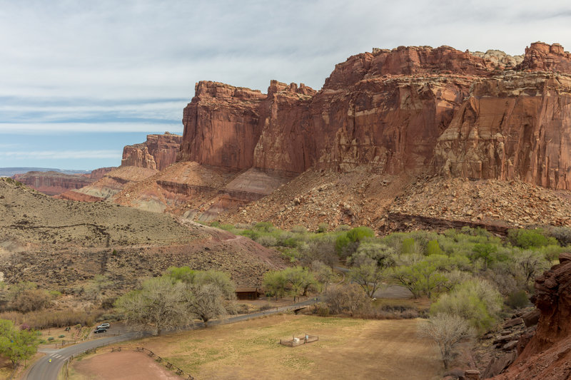 Fruita Historic District in front of the Capitol Reef