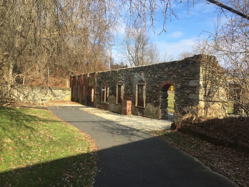 A stone structure on Yorklyn Bridge Trail.