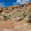 Burro Wash starts out fairly wide with a sandy and rocky surface.