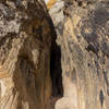 The beginning of one of the very narrow slot sections in Burro Wash.