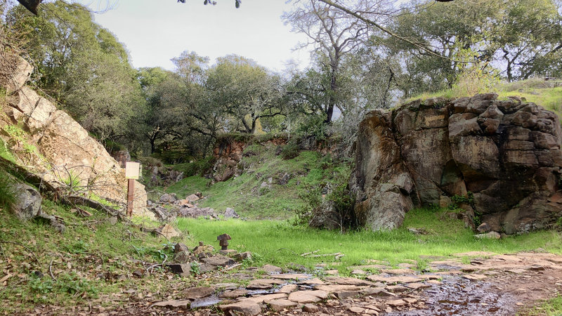 Red Quarry. This is a quarry where basalt pavers were cut to pave the gold rush era streets of San Francisco