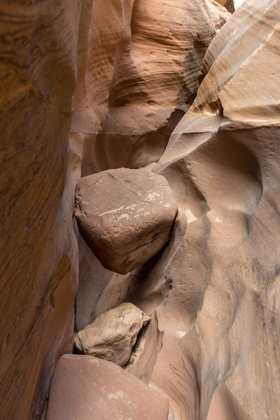 You can try to get over this boulder, but it is far easier to just take off your backpack and squeeze through the gap underneath