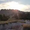 Sun setting over tent at deer haven