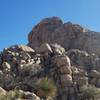 About 80% done of trail, it starts to climb and has a few stairs soon. Looking S, photo center is Sports Challenge rock. We saw a group climbing it. I liked the hiker/climbers mix at the park.