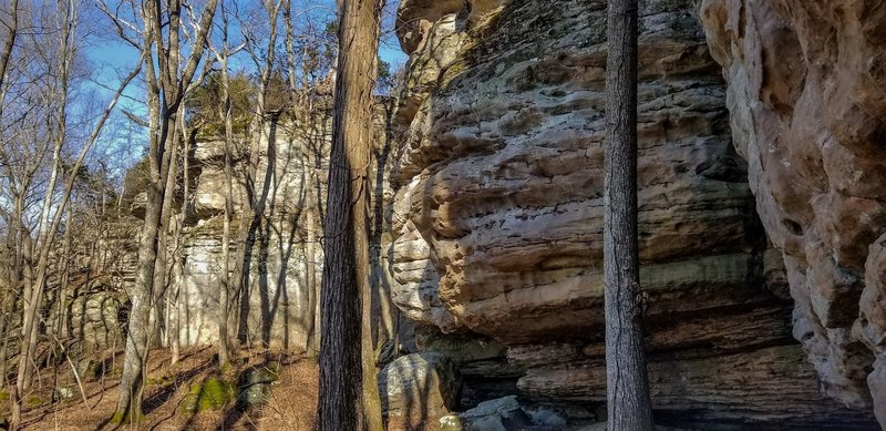 This trail walks right along the base of these bluffs